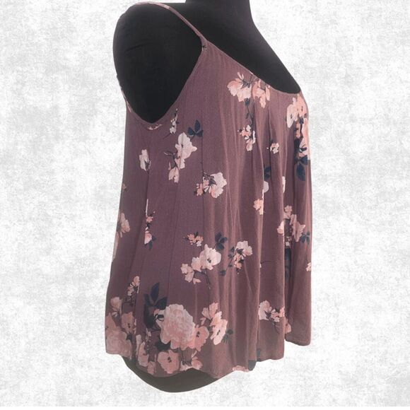 Torrid Mauve Floral Gauze Swing Tank Top – Plus Size 1 (14–16) | Lightweight Sle - Picture 6 of 6